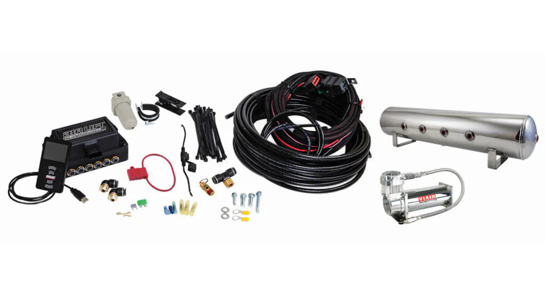Air Lift Performance 3P (3/8" Air Line, 4 Gallon 7-Port Polished Aluminum Tank, VIAIR 444C Compressor)